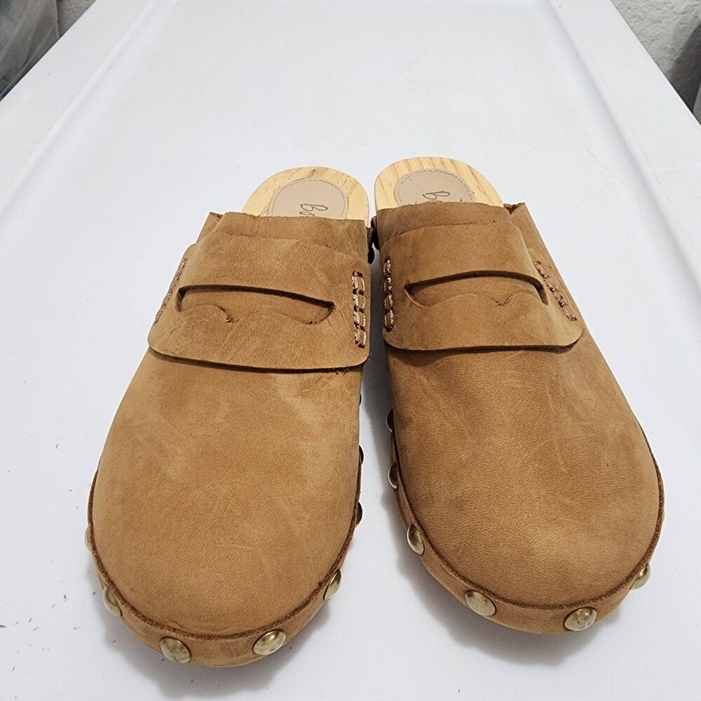 Boden Suede Penny Loafer Clogs Wooden Platform Studded Mules Womens Size 38 - Picture 2 of 11